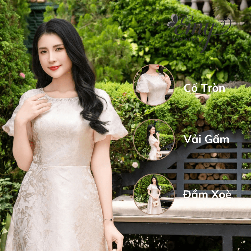 Ảnh Đầm Thiết Kế EMY Thời Trang Cao Cấp EM7680 Đầm Gấm, Tùng Xòe Sang Chảnh Đi Tiệc 4