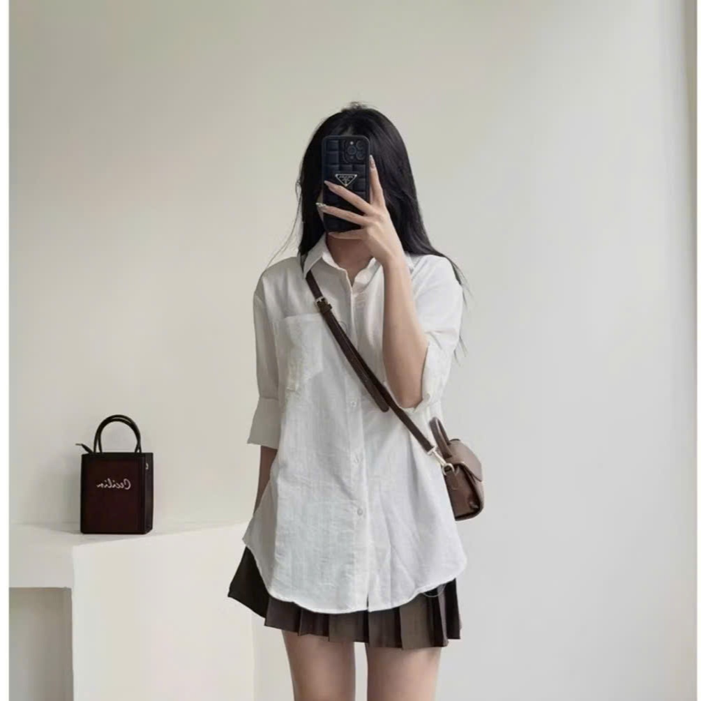 [Nhiều Mẫu] Áo Sơ Mi Dài Tay Ngắn Tay Lệch Vai Basic Xinh Dễ Phối Đồ Phong Cách Hàn Quốc SMCT