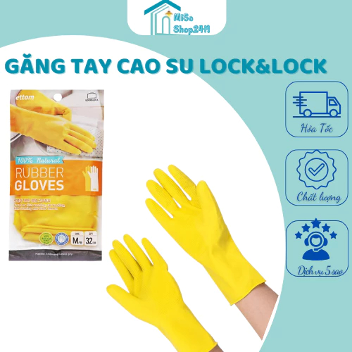 [ETM803Y] Găng tay, bao tay cao su tự nhiên thông thường, tiện dụng màu vàng Lock&Lock - 32cm