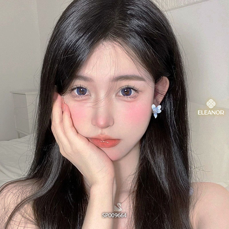 Bông tai nữ chuôi bạc 925 Eleanor Accessories hình hoa khuyên tai đính đá phụ kiện trang sức 9664