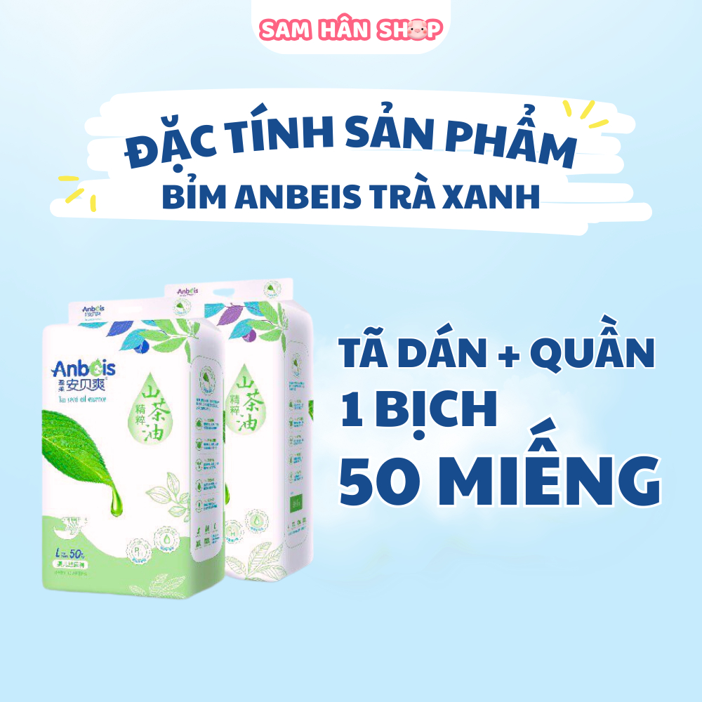 Tã Bỉm Dán/Quần ANBEIS ORGANIC Tinh Chất Trà Xanh Không Gây Hăm Da