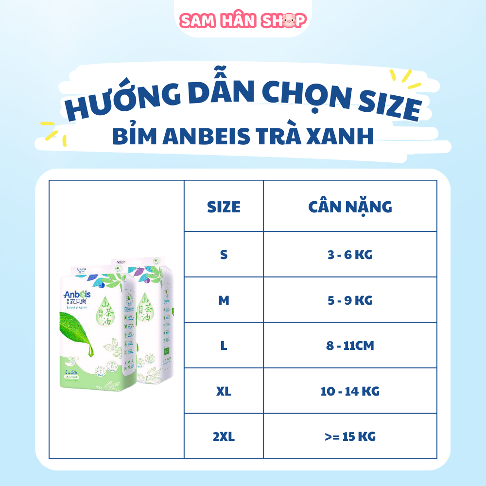 Tã Bỉm Dán/Quần ANBEIS ORGANIC Tinh Chất Trà Xanh Không Gây Hăm Da