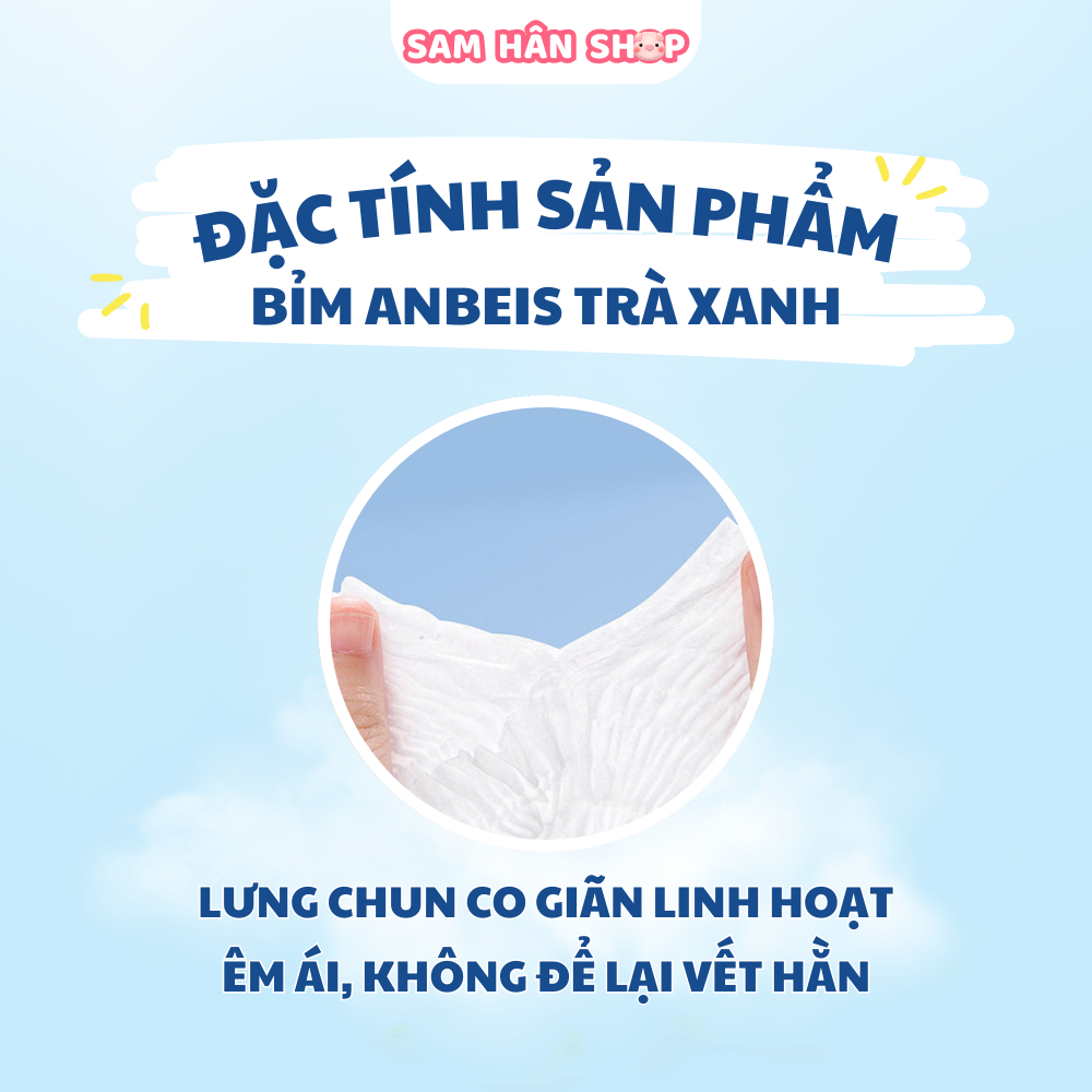Tã Bỉm Dán/Quần ANBEIS ORGANIC Tinh Chất Trà Xanh Không Gây Hăm Da