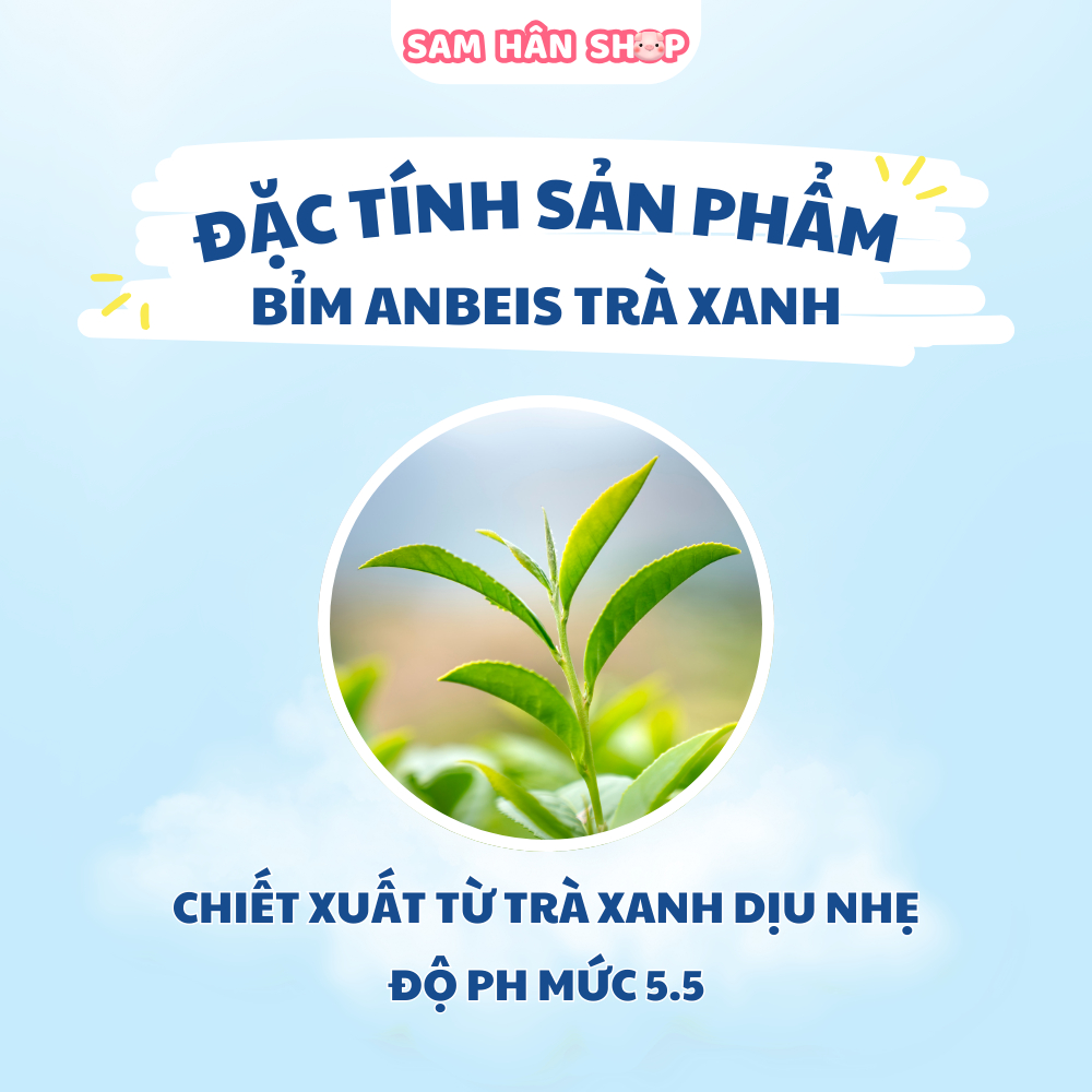 Tã Bỉm Dán/Quần ANBEIS ORGANIC Tinh Chất Trà Xanh Không Gây Hăm Da