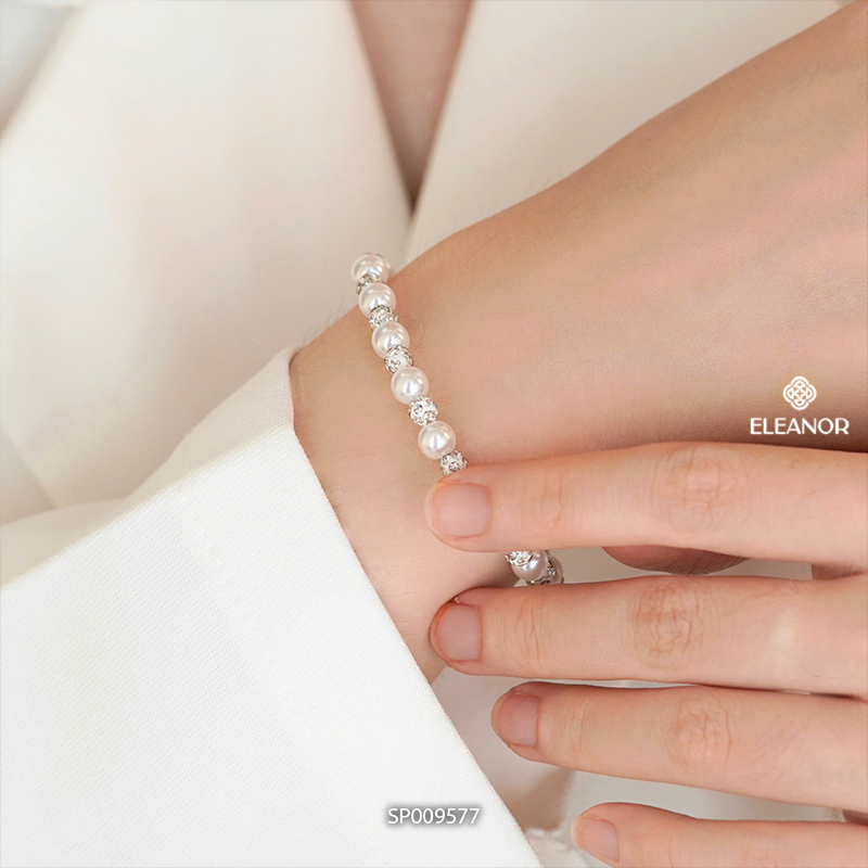 Vòng tay nữ Eleanor Accessories đính đá ngọc trai nhân tạo phụ kiện trang sức lắc tay 9577
