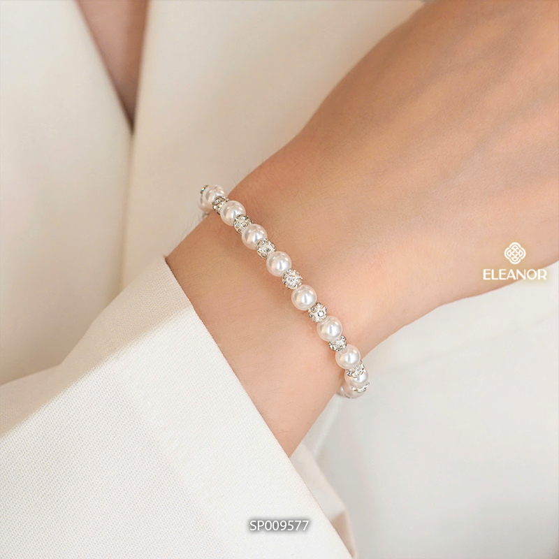 Vòng tay nữ Eleanor Accessories đính đá ngọc trai nhân tạo phụ kiện trang sức lắc tay 9577