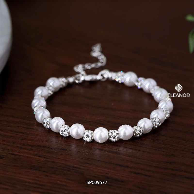 Vòng tay nữ Eleanor Accessories đính đá ngọc trai nhân tạo phụ kiện trang sức lắc tay 9577