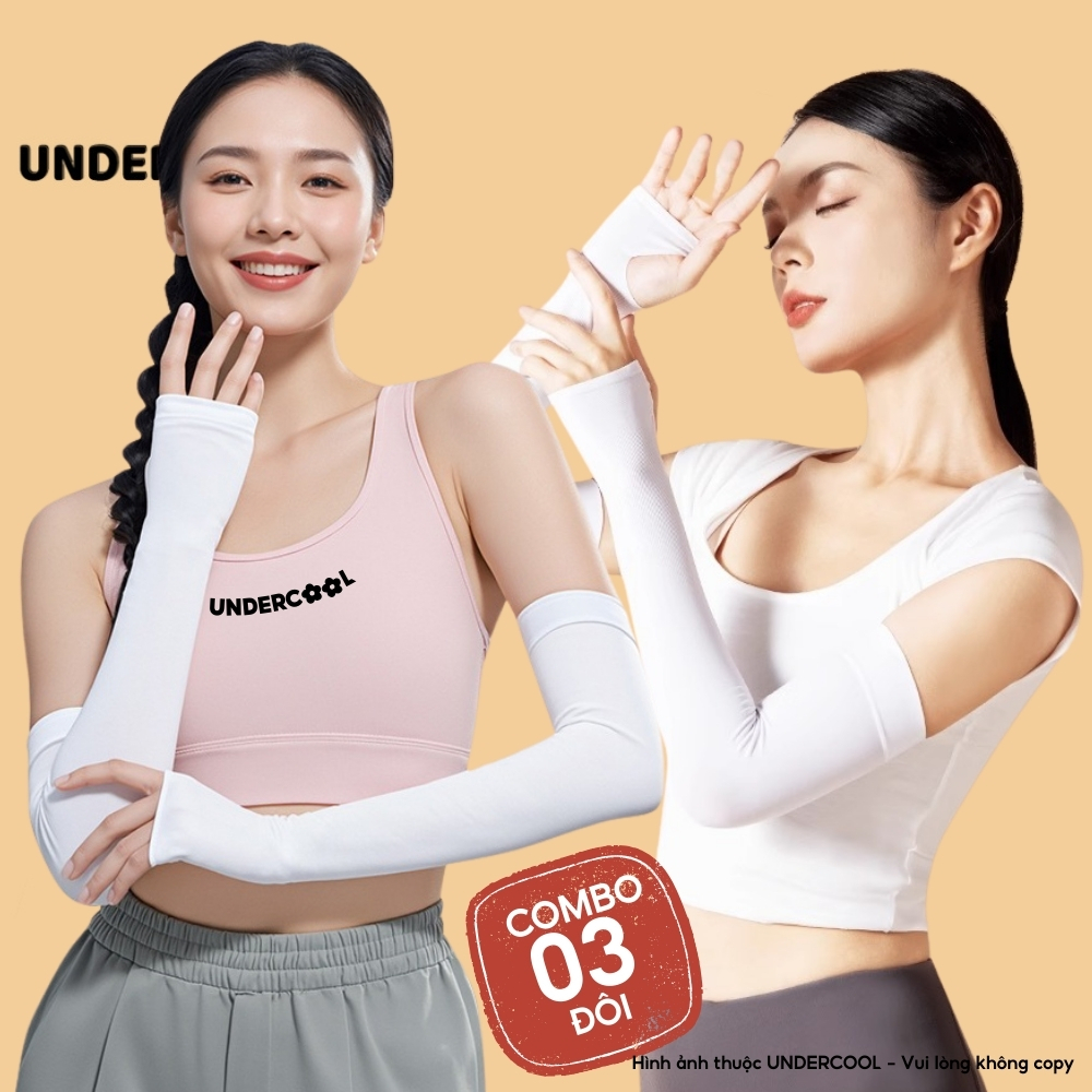 Combo 3 găng tay chống nắng UNDERCOOL, trơn cotton thoáng mát, gọn nhẹ, chống tia cực tím ,có lỗ xỏ ngón OT01 CB04
