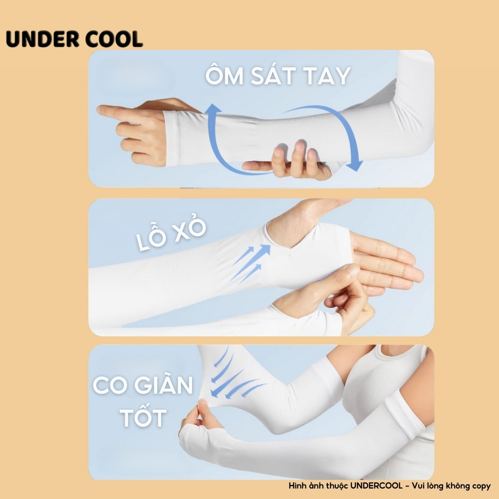 Combo 3 găng tay chống nắng UNDERCOOL, trơn cotton thoáng mát, gọn nhẹ, chống tia cực tím ,có lỗ xỏ ngón OT01 CB04