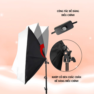 Đèn Softbox Chữ Nhật 50x70cm Chân Cao 2m1 – Đèn Tản Sáng Livestream Chụp Ảnh Studio, Hỗ Trợ Ánh Sáng Quay Video