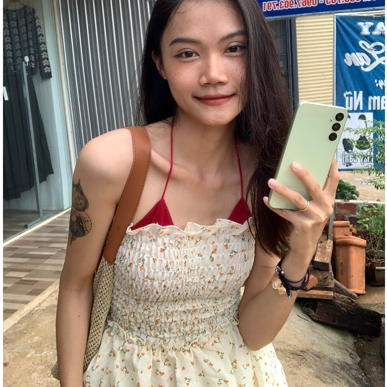 Đầm ống hoa nhí bèo xoè