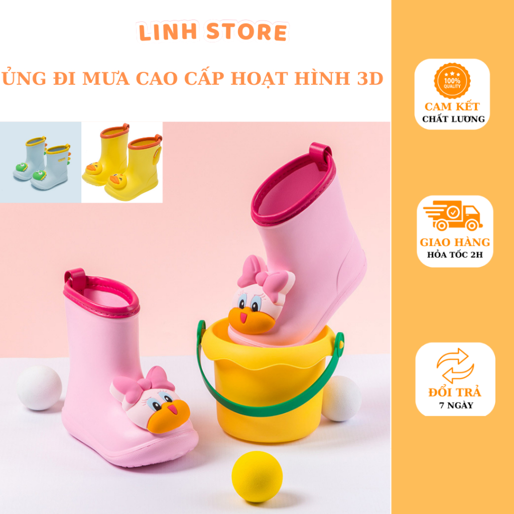 ỦNG ĐI MƯA,GIẦY ĐI MƯA CHỐNG TRƠN TRƯỢT 3D CHO BÉ TRAI BÉ GÁI SIÊU DỄ THƯƠNG UN3D