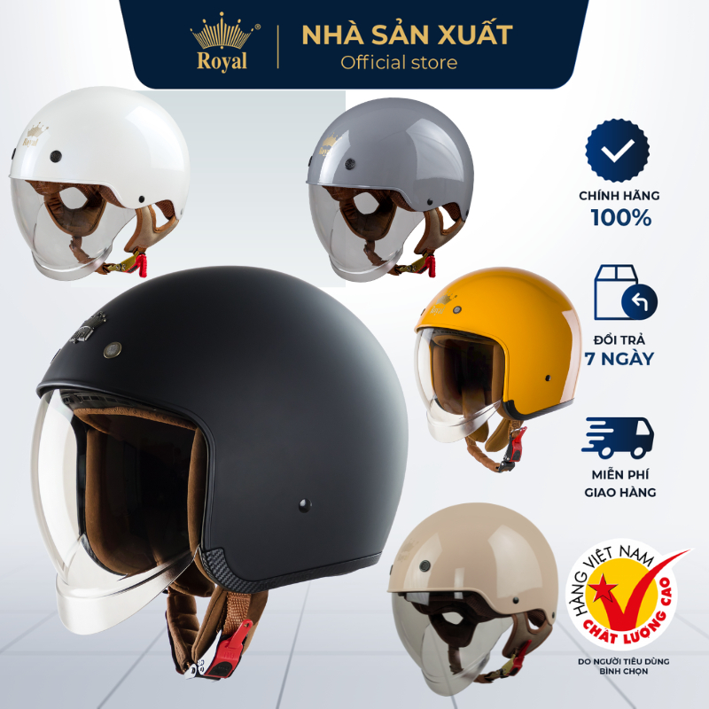 Mũ Bảo Hiểm Royal Chính Hãng M139 Kính Âm, Nón Bảo Hiểm M239 Hợp Nam Nữ Tháo Lót Tiện Lợi Đội Êm Nhà Sản Xuất