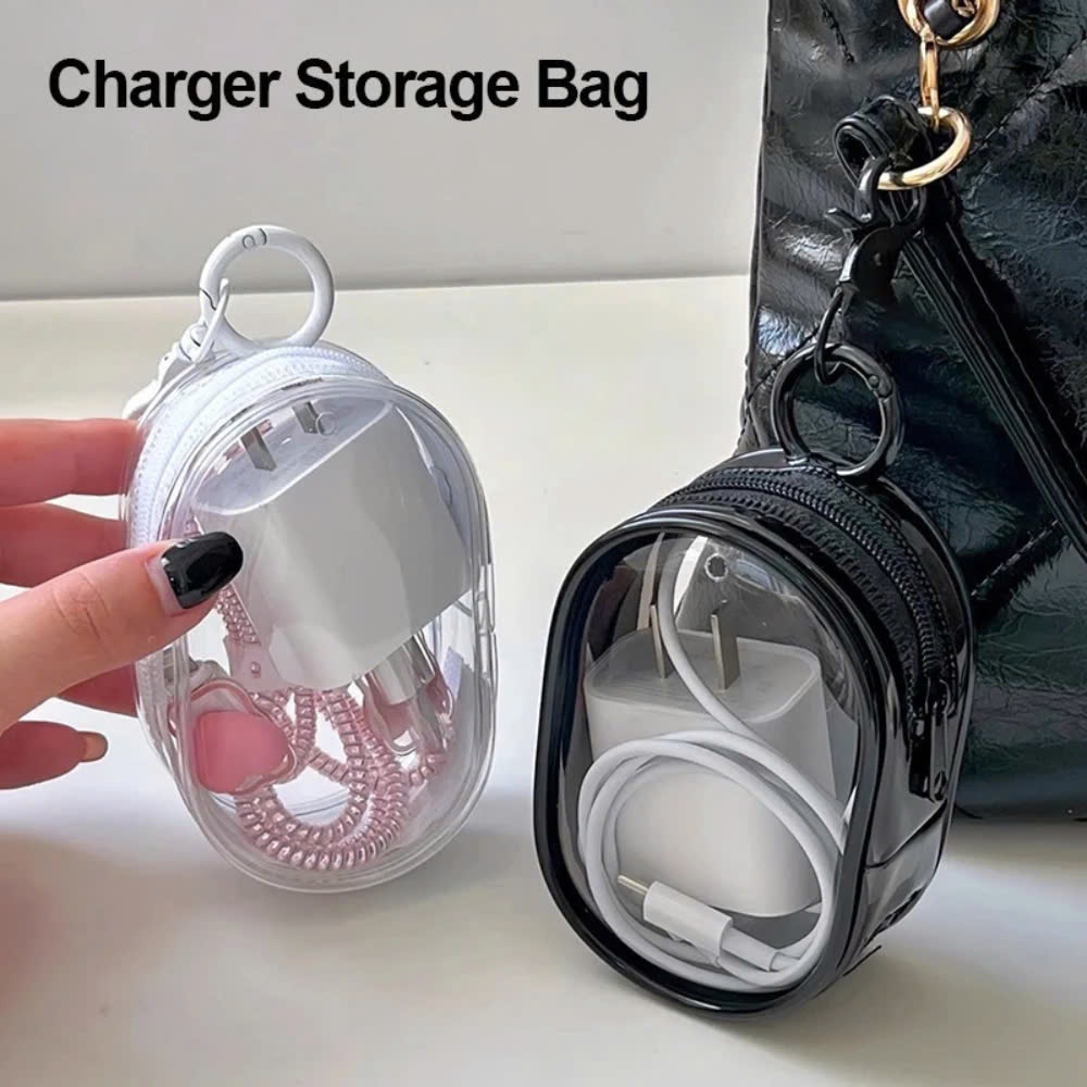 Túi lưu trữ sạc phong cách Ins mini trong suốt cáp dữ liệu, Túi đựng cáp sạc dữ liệu di động bảo vệ túi lưu trữ tai nghe