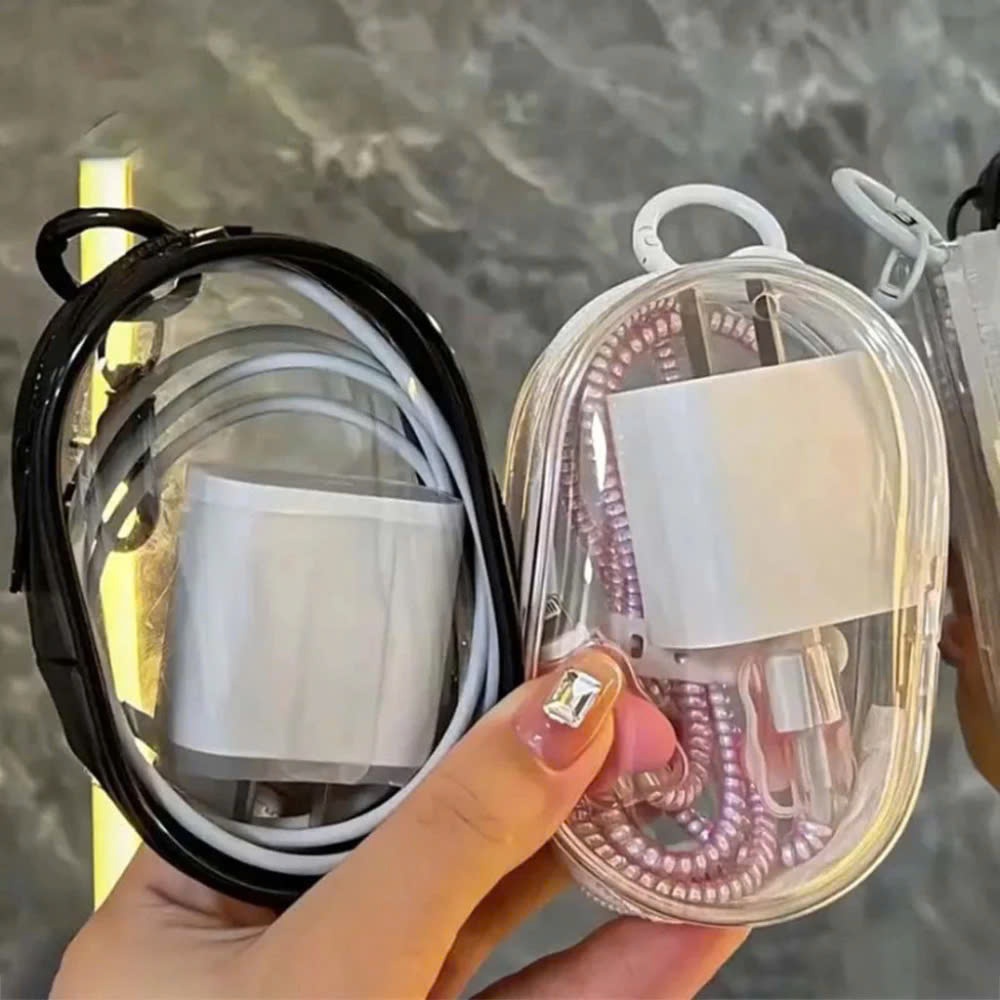 Túi lưu trữ sạc phong cách Ins mini trong suốt cáp dữ liệu, Túi đựng cáp sạc dữ liệu di động bảo vệ túi lưu trữ tai nghe