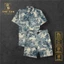 Bộ Quần Áo Lụa Họa Tiết Phong Cảnh 2 Màu - Bộ Sơ Mi Lụa TS09, TS12 - Size 50-100kg - Bộ Cuban Shirt Vải Lụa Thoáng Mát