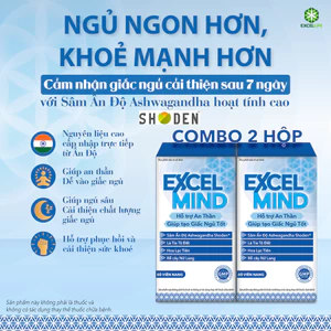 Viên Uống ExcelMind - Sâm Ấn Độ (Ashwagandha) - Hỗ Trợ Giấc Ngủ Ngon, Giảm Căng Thẳng, Ngủ Sâu Giấc