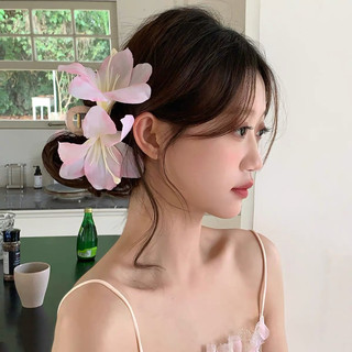 Kẹp Tóc Hoa Lily Đi Biển Kẹp Tóc Càng Cua Hoa To Kẹp Tóc Chụp Ảnh Đi Biển Kỳ Nghỉ Phụ Kiện Tóc
