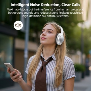 Tai nghe Bluetooth 5.2 Goojodoq Chống ồn, Tai nghe không dây di động, thoải mái, có thể gập lại