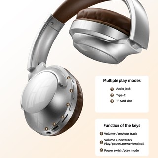 Tai nghe Bluetooth 5.2 Goojodoq Chống ồn, Tai nghe không dây di động, thoải mái, có thể gập lại