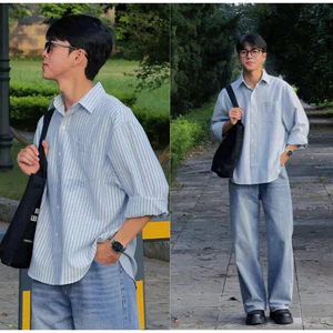 Áo sơ mi cổ bẻ dài tay sọc Sundee ZT02 - Sơ mi nam chất liệu Linen cao cấp