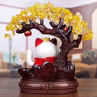 Mèo chiêu tài, Cây tài lộc, Mèo thần tài, Tượng mèo, Tượng phong thủy, Decor Trang trí nhà cửa, Quà tặng ý nghĩa - SUNNY