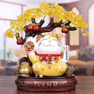 Mèo chiêu tài, Cây tài lộc, Mèo thần tài, Tượng mèo, Tượng phong thủy, Decor Trang trí nhà cửa, Quà tặng ý nghĩa - SUNNY