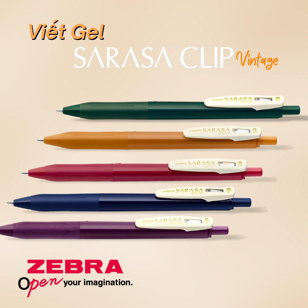 Ảnh Bút Gel Zebra Sarasa Clip Vintage 0.5mm - 10 Màu Cổ Điển, Mực Gốc Nước, Công Nghệ Nhật Bản [Chính Hãng] 1