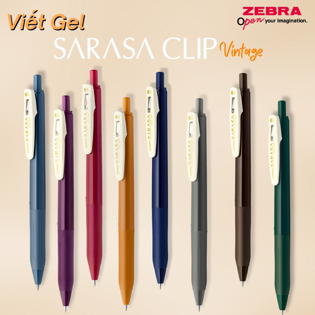 Ảnh Bút Gel Zebra Sarasa Clip Vintage 0.5mm - 10 Màu Cổ Điển, Mực Gốc Nước, Công Nghệ Nhật Bản [Chính Hãng] 3