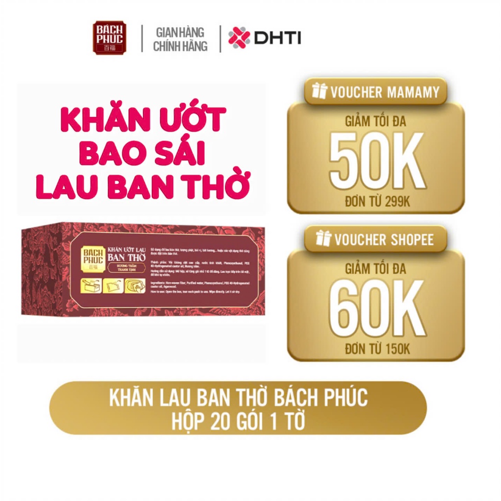 Ảnh Khăn lau ban thờ Bách Phúc, khăn ướt bao sái lau ban thờ mùi hương trầm và hương quế 2