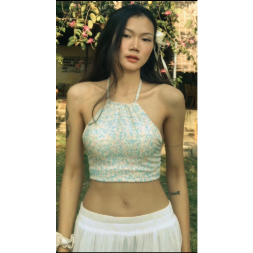 Áo yếm hoa cột dây