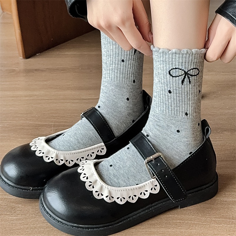 Vớ Tất nữ hình Nơ 4 màu cổ lửng siêu dễ thương, xinh xắn