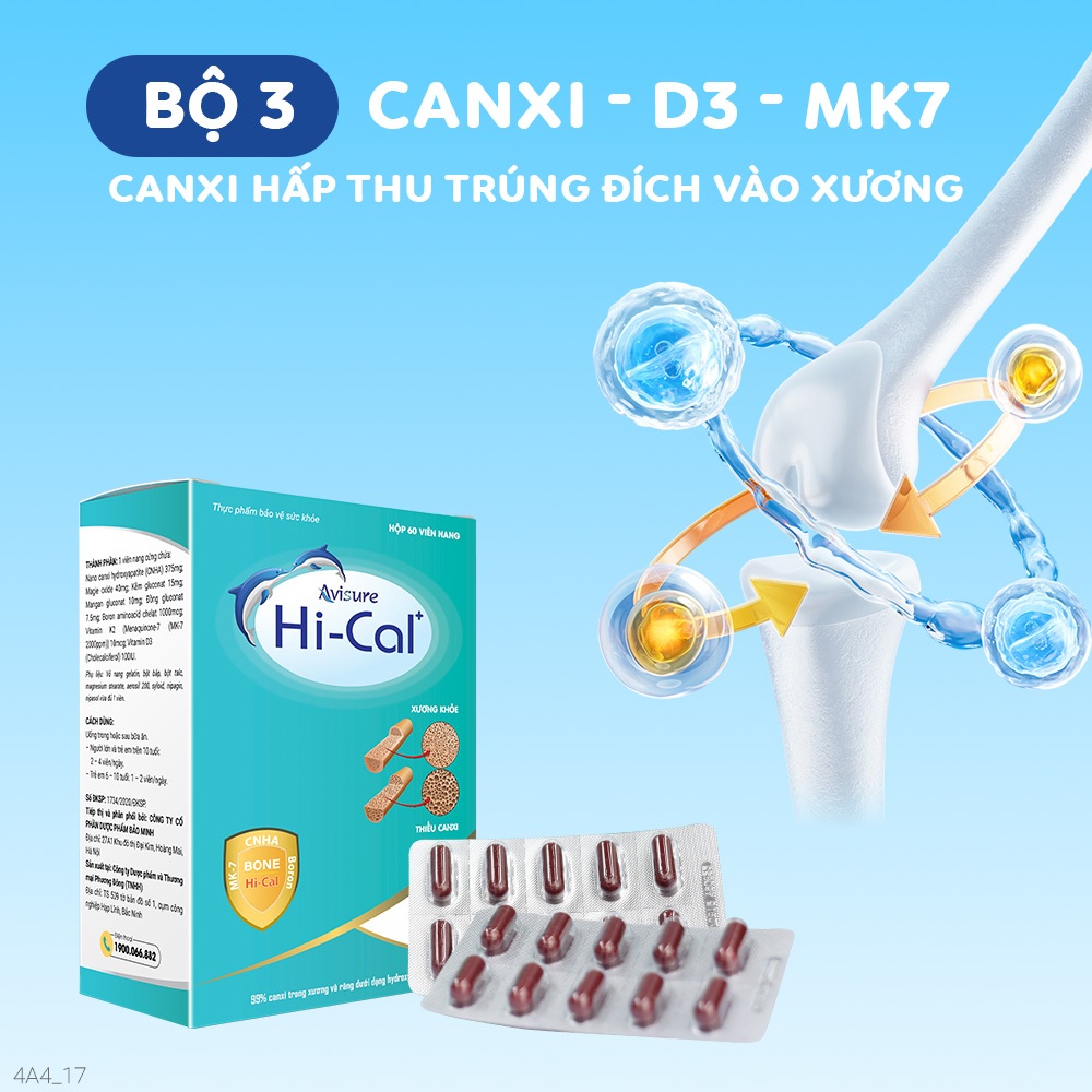 Ảnh Canxi cho bà bầu Avisure Hical canxi nano sinh học Hộp 60 viên 3
