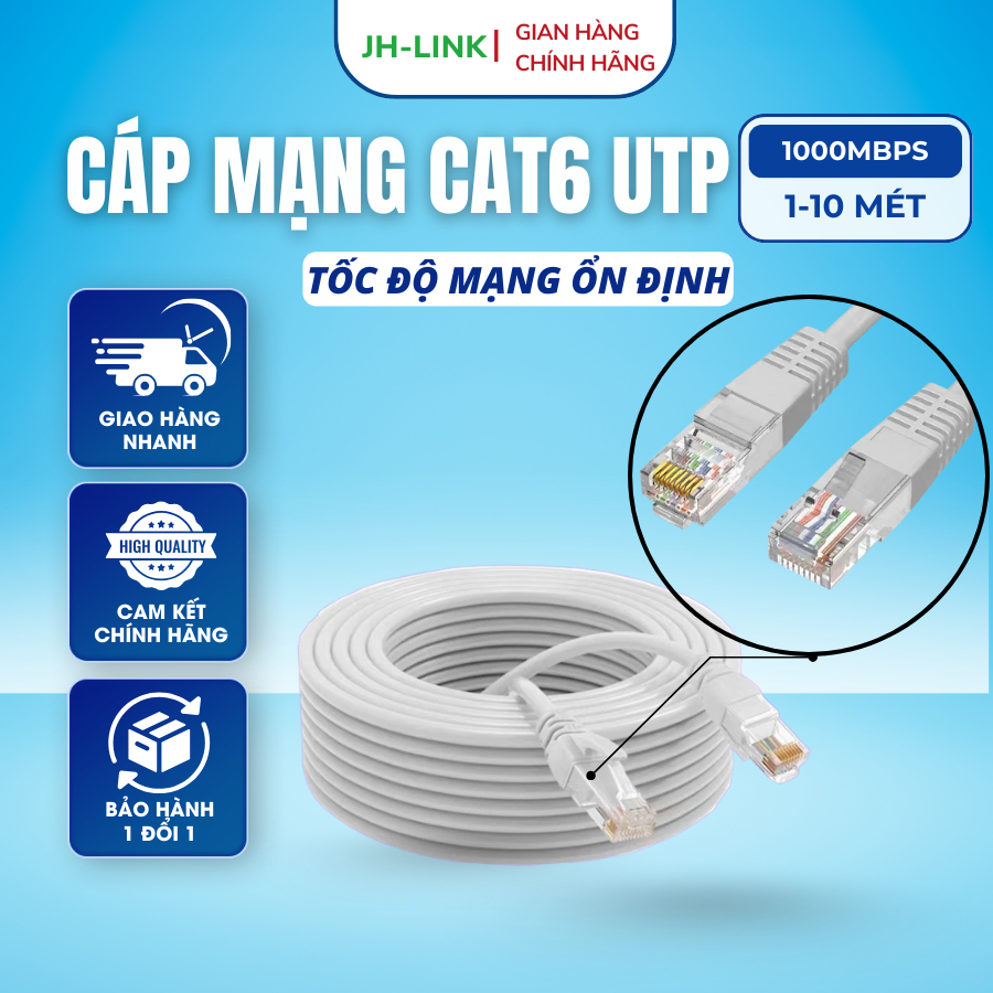 JH-LINK CAT6 cáp mạng Cáp Ethernet 1000Mbps UTP Gigabit giao diện RJ45 ...