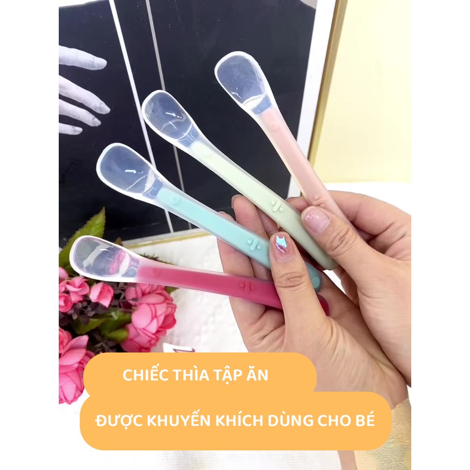 Ảnh Thìa silicon tập ăn cho bé thìa tập ăn chất liệu silicon an toàn vệ sinh cho trẻ nhỏ chính hãng 2