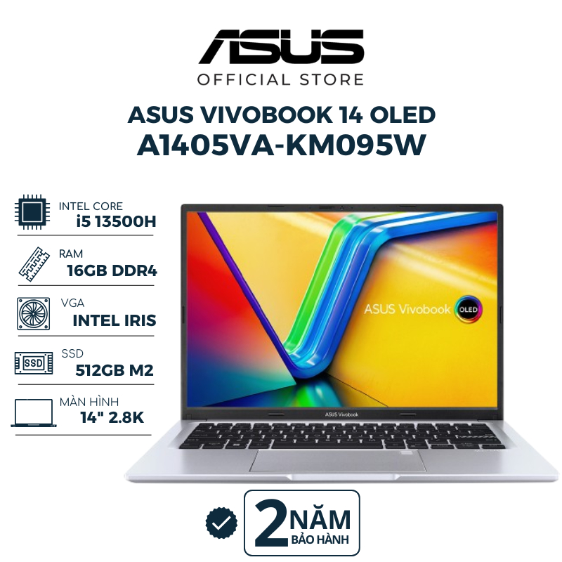Ảnh Laptop Asus Vivobook 14 OLED A1405VA-KM095W i5-13500H | 16GB | 512GB | Intel Iris | 14" 2.8K  | Win 11 | Bạc 1