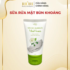 Sữa rửa mặt cho da dầu mụn bùn khoáng RIORI HANA MICRO BUBLES MUD FOAM 120g - Giúp sạch sâu lớp bụi bẩn trên bề mặt da