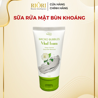 Sữa rửa mặt cho da dầu mụn bùn khoáng RIORI HANA MICRO BUBLES MUD FOAM 120g - Giúp sạch sâu lớp bụi bẩn trên bề mặt da