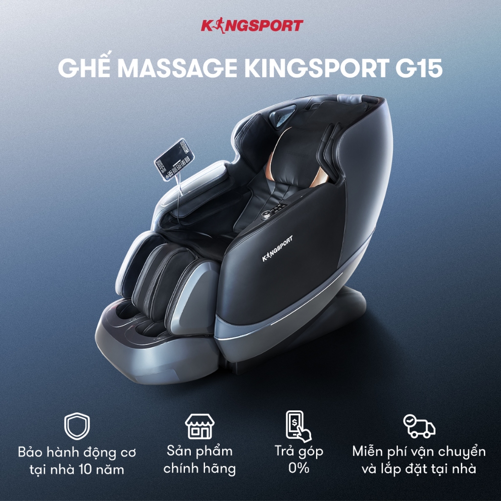 Ghế massage KINGSPORT Standard G15 NEW công nghệ Kingtech Touch Pro, massage kéo giãn toàn thân