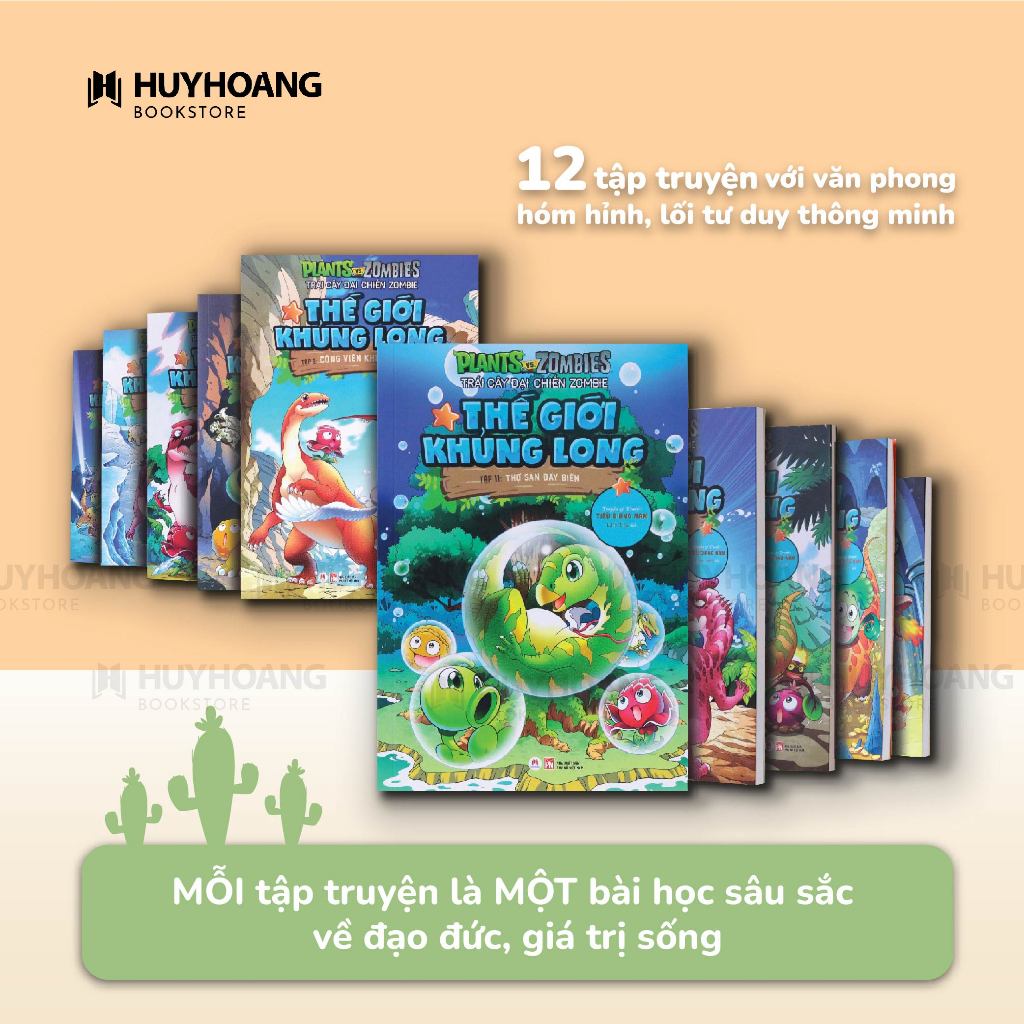 Ảnh Sách Plants vs Zombies, Trái cây đại chiến zombie, Thế giới khủng long, Truyện tranh cho bé 1