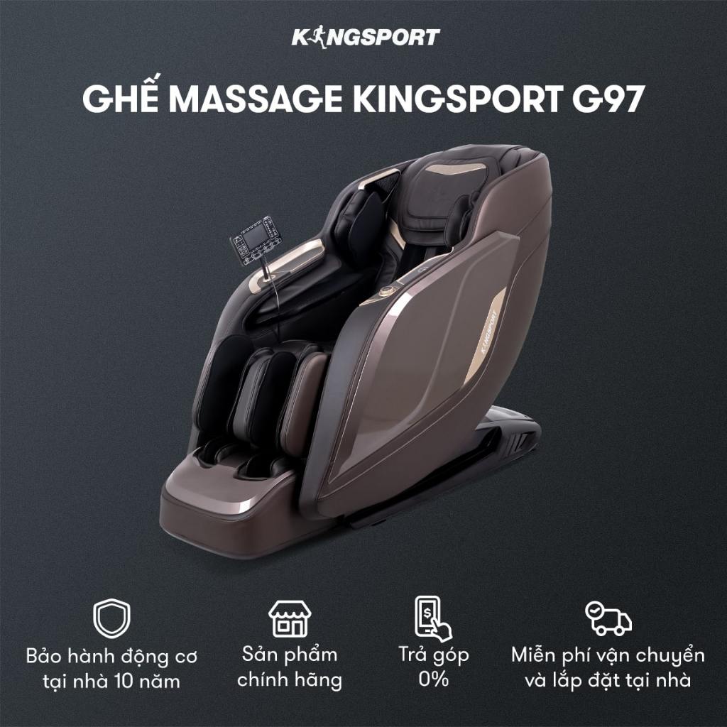 Ghế massage toàn thân cao cấp KINGSPORT DELUXE G97 chế độ massage 3D Ultra, 10 bài massage
