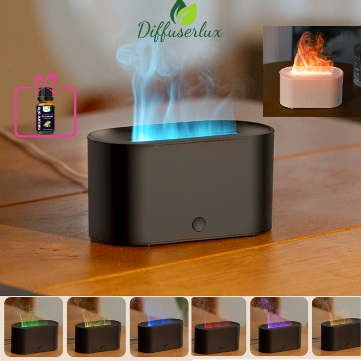 Máy Xông Tinh Dầu Mini 120ml Ngọn Lửa Nhiều Màu Đèn Led HY02 Dây USB ...