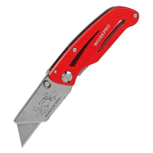 Dao rọc giấy tiện ích gấp gọn WORKPRO WP211003 thay lưỡi dao nhanh có chốt khóa an toàn tay cầm bằng nhôm
