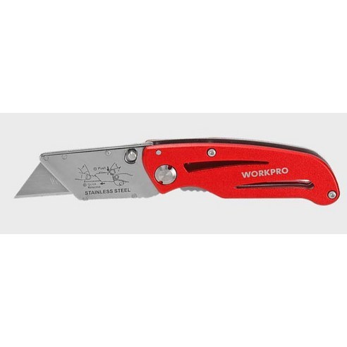 Dao rọc giấy tiện ích gấp gọn WORKPRO WP211003 thay lưỡi dao nhanh có chốt khóa an toàn tay cầm bằng nhôm