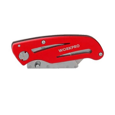 Dao rọc giấy tiện ích gấp gọn WORKPRO WP211003 thay lưỡi dao nhanh có chốt khóa an toàn tay cầm bằng nhôm