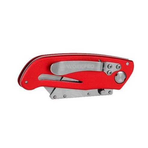 Dao rọc giấy tiện ích gấp gọn WORKPRO WP211003 thay lưỡi dao nhanh có chốt khóa an toàn tay cầm bằng nhôm