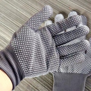 SET 100 ĐÔI Găng tay Lao động có hạt chống trượt màu đen xám - Bao Tay bảo hộ chống cắt an toàn