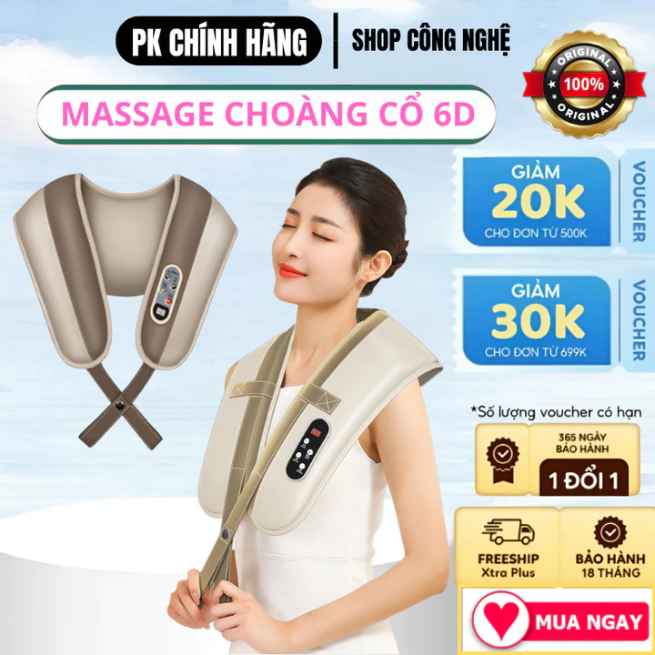 Máy massage choàng cổ vai gáy , Đai Massage Cổ Vai Gáy Giảm Mệt Mỏi Căng Thẳng, Massage nhiều vị trí khác nhau
