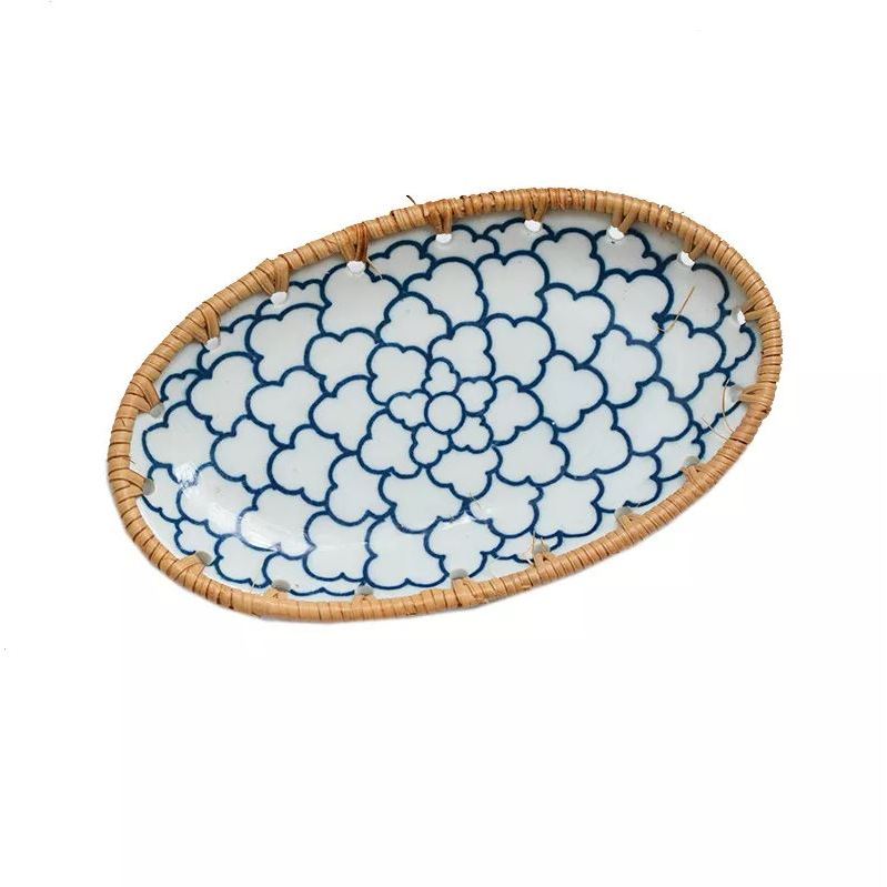Khay Sứ Mây Decor Đựng Đồ Ăn Bánh Kẹo, Mây Tre Đan Mộc An