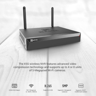 Đầu ghi camera EZVIZ X5S Không Dây - Hỗ trợ ONVIF, Kết nối lên đến 8 camera Wifi kết nối cùng một lúc